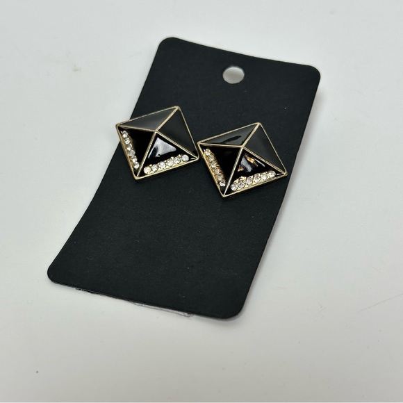 Vintage Enamel Pyramid Stud Earrings - Picture 2 of 4